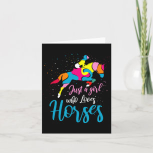 Show Jumping Horse English Riding Art Colour Block Card
