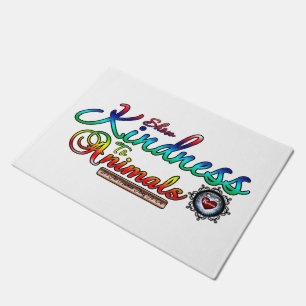 Show Kindness To Animals Rainbow Typography Doormat