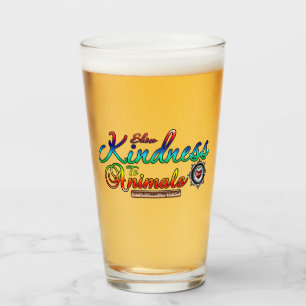 Show Kindness To Animals Rainbow Typography Glass