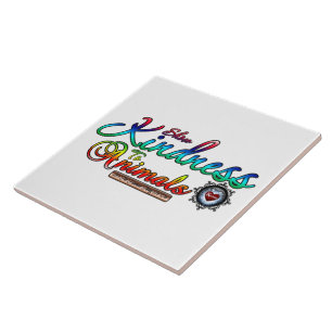 Show Kindness To Animals Rainbow Typography Tile