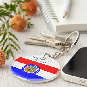 Show me Love Missouri w/ Initials Flag Patriotic Key Ring