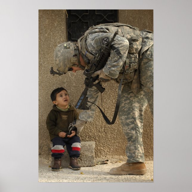 Show Me Where It Hurts Military Soldier and Child Poster (Front)