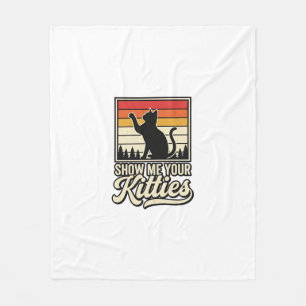 Show Me Your Kitties Vintage Cat Lover Design_1 Fleece Blanket