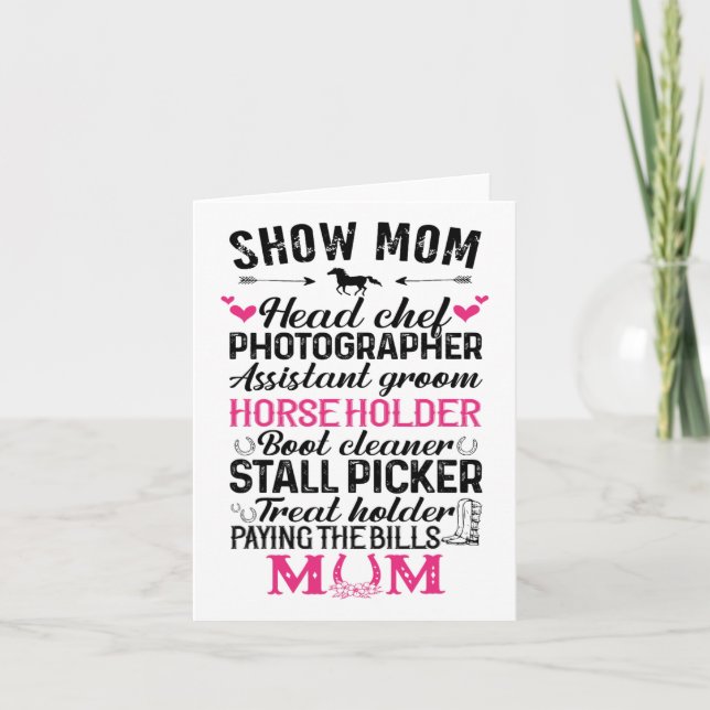 Show Mum Head Chef Photographer Istant Groom Horse Card (Front)