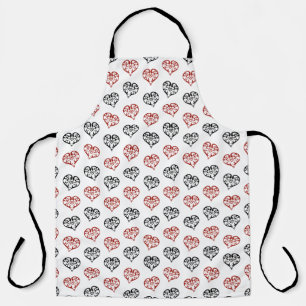 Show some love Black and Red Blazing Heart pattern Apron