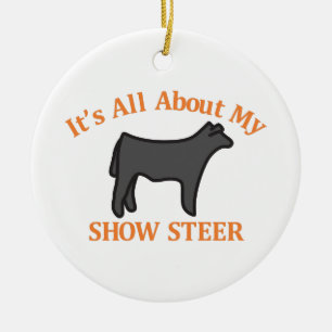Show Steer Ceramic Tree Decoration