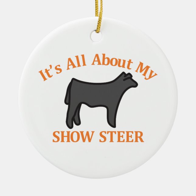 Show Steer Ceramic Tree Decoration (Front)