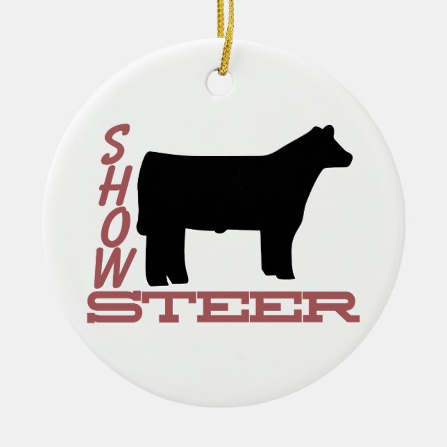 Show Steer Ceramic Tree Decoration (Front)