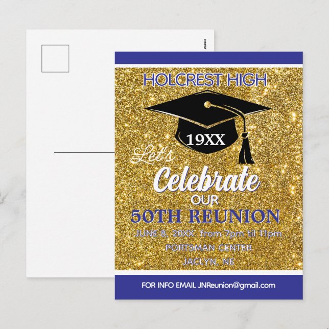 Show stopper Class Reunion invitation post card (Front/Back)