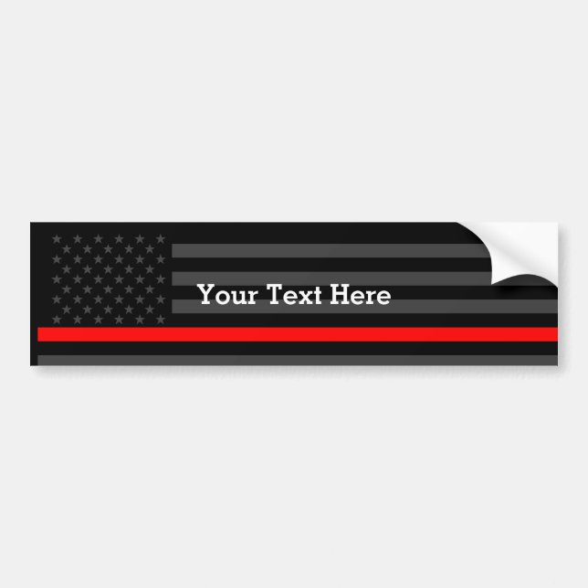Show The Thin Red Line Personalised Black US Flag Bumper Sticker (Front)