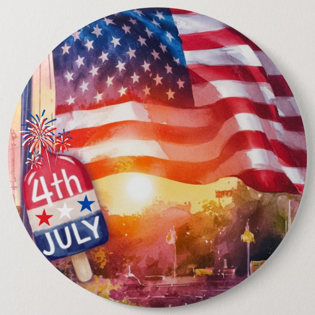 Show your patriotism!  6 cm round badge (Front)