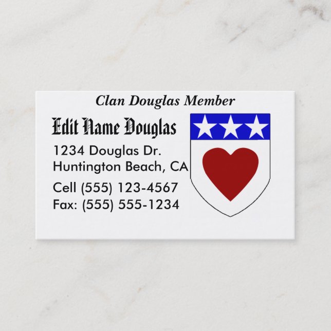 Show your pride! Clan Douglas Business Cards!... Business Card (Front)