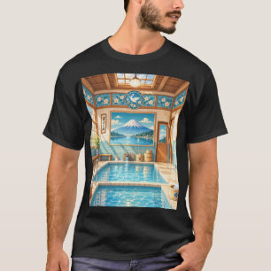 Showa Retro Bathhouse and Mt. Fuji Nostalgic Jap T-Shirt