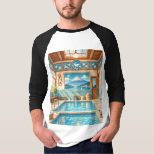 Showa Retro Bathhouse and Mt. Fuji Nostalgic Jap T-Shirt