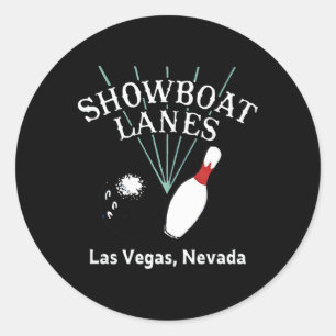 Showboat Lanes Bowling Retro Vintage Las Vegas Cas Classic Round Sticker