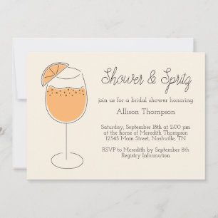 Shower and Spritz Bubbly Cocktail Bridal Shower Invitation
