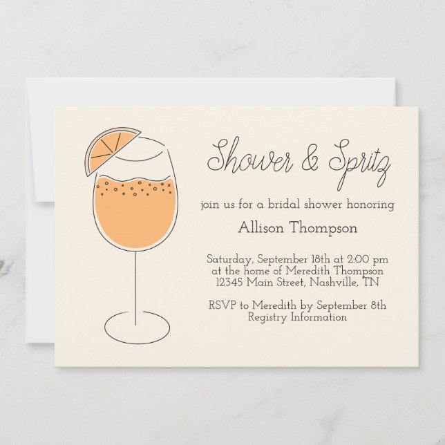 Shower and Spritz Bubbly Cocktail Bridal Shower Invitation