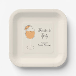 Shower and Spritz Bubbly Cocktail Bridal Shower Paper Plate