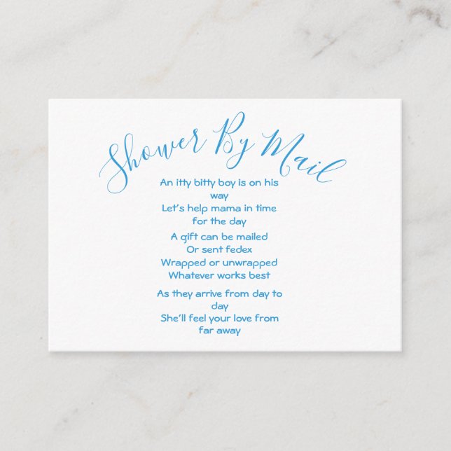 Shower By Mail Baby Boy Blue Enclosure Card (Front)