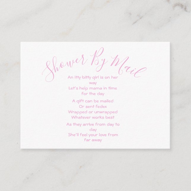 Shower By Mail Baby Girl Pink Enclosure Card (Front)