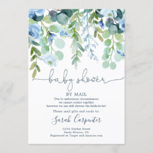Shower by Mail blue floral Baby Shower Invitation