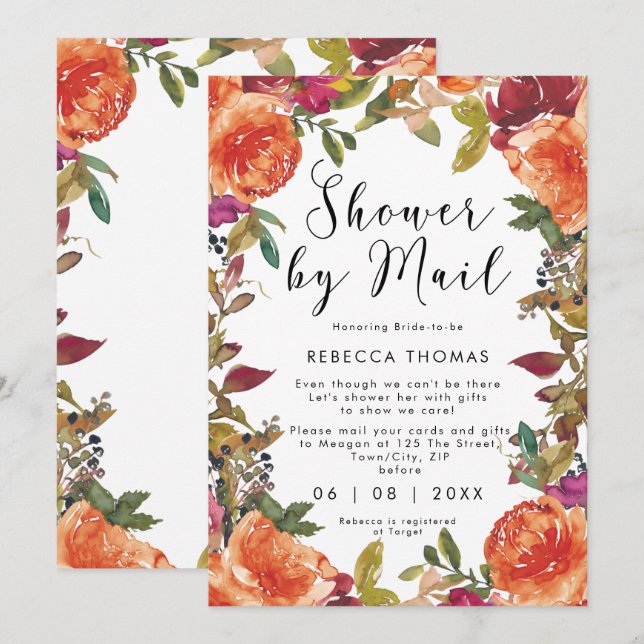 shower by mail fall floral virtual bridal shower invitation (Front/Back)