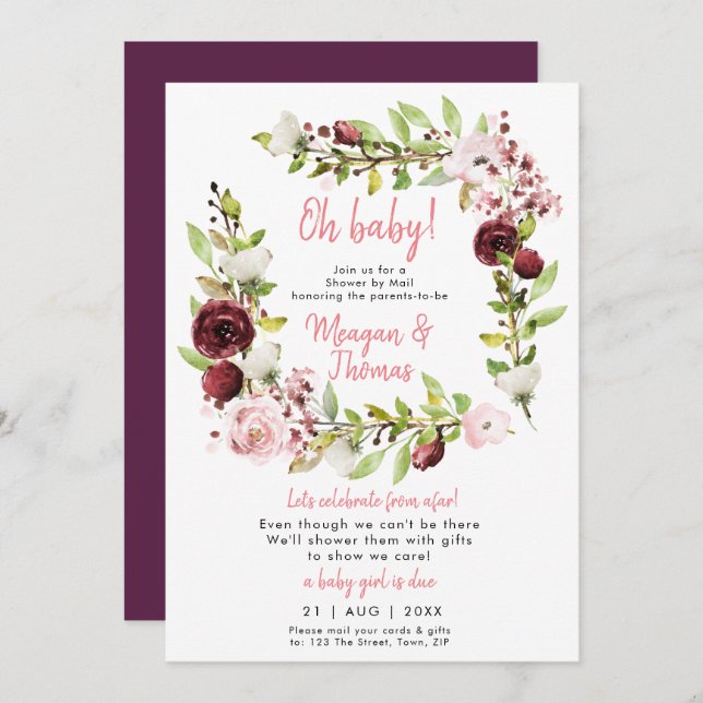 shower by mail from afar baby shower invitation (Front/Back)