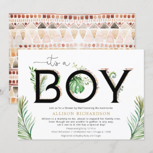 Shower by Mail It's a boy tribal jungle greenery Invitation