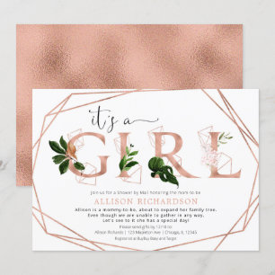 Shower by Mail It's a Girl rose gold greenery Invitation