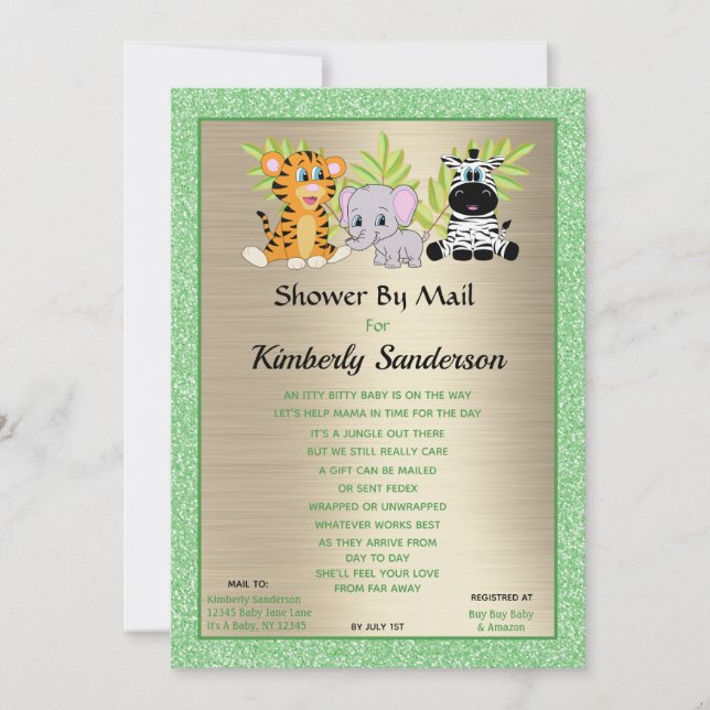 Shower by Mail Jungle Safari Gender Neutral  Invitation (Front)