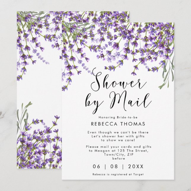 shower by mail lavender bridal shower invitation (Front/Back)