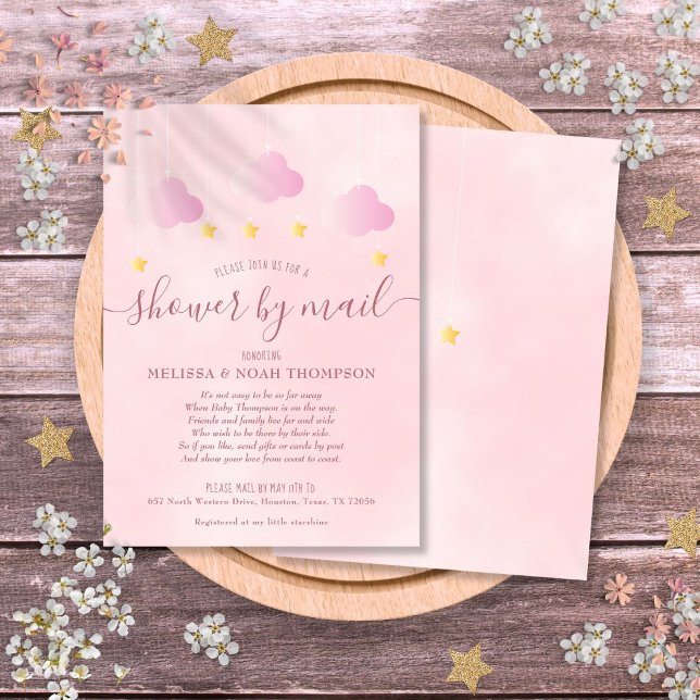 Shower By Mail Long Distance Soft Pink Baby Girl Invitation (Shower By Mail Long Distance Soft Pink Baby Girl Invitation)