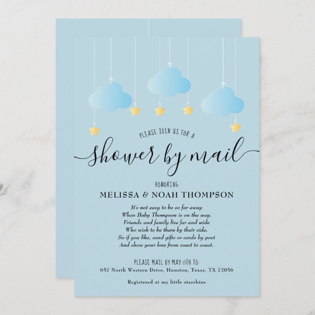 Shower By Mail Long Distance Sprinkle Invitation (Front/Back)