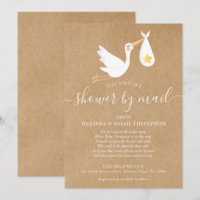 Shower By Mail Long Distance Sprinkle Rustic Invitation (Front/Back)