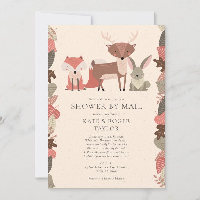 Shower By Mail Long Distance Sprinkle Woodland Invitation (Front)