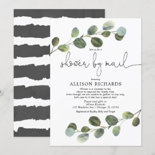 Shower by mail modern eucalyptus baby shower invitation