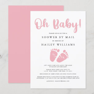 Shower by Mail Oh Baby Girl Pink Baby Feet Invitation
