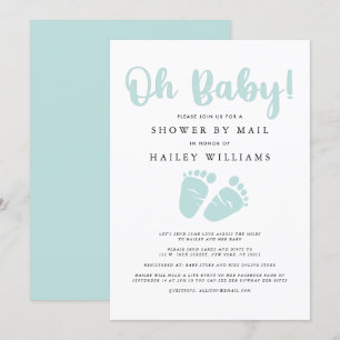 Shower by Mail   Oh Baby Mint Green Baby Feet Invitation