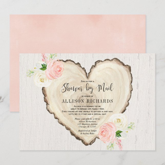 Shower by mail Rustic Valentines Day girl baby Invitation (Front/Back)