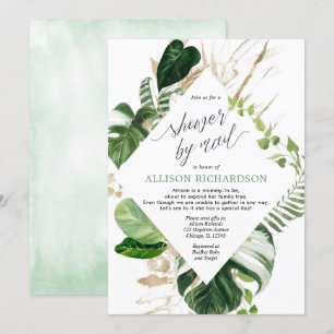 Shower by mail tropical green gold baby shower invitation