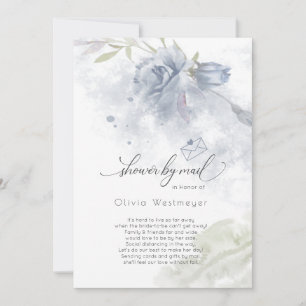 Shower by Mail Watercolor Dusty Blue Rose Flowers Invitation