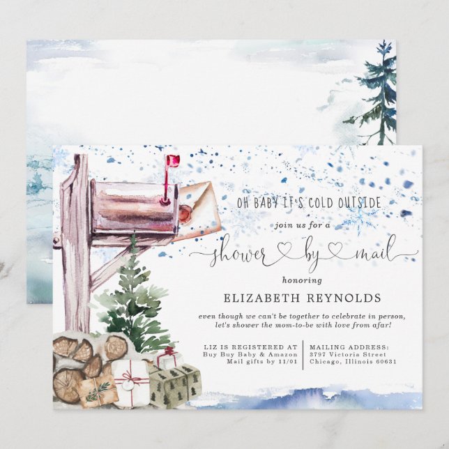 Shower by Mail | Winter Christmas Baby Shower Invitation (Front/Back)