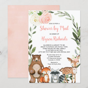 Shower by mail woodland floral girl baby shower invitation