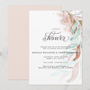 SHOWER   Copper Aqua Teal Cascading Foliage Invitation