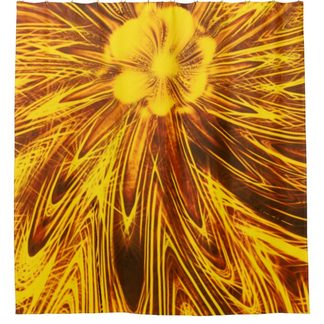 Shower Curtain Abstract Lines Yellow Flower (Front)