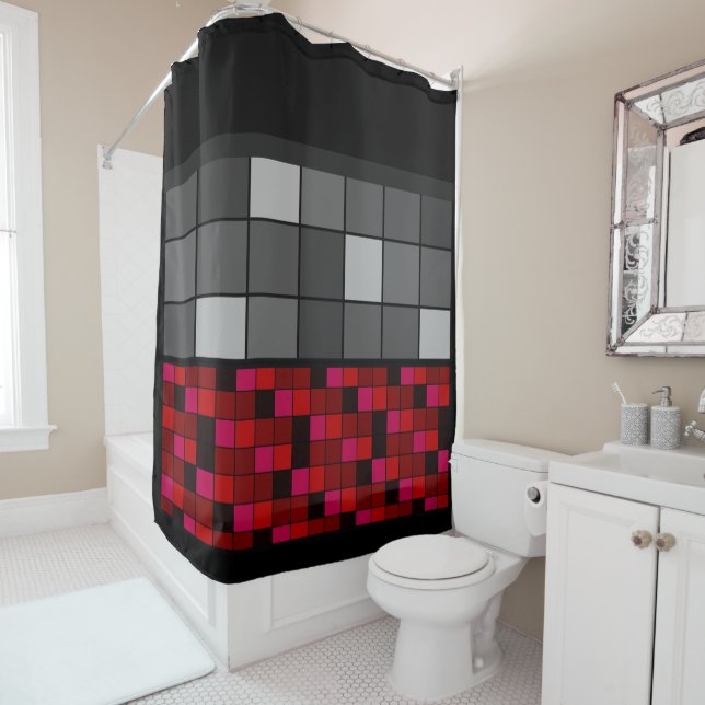 Shower Curtain Abstract patchwork quilting quilt r (In Situ)