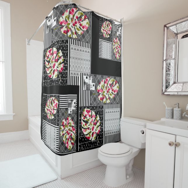 Shower Curtain Abstract patchwork quilting quilt r (In Situ)