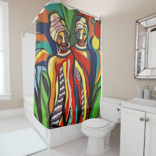Shower Curtain African Women Parrot