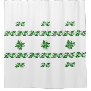 Shower Curtain - Bands of Green Holly Leaves