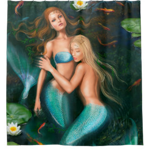 Shower Curtain Beautiful fantasy princess mermaids